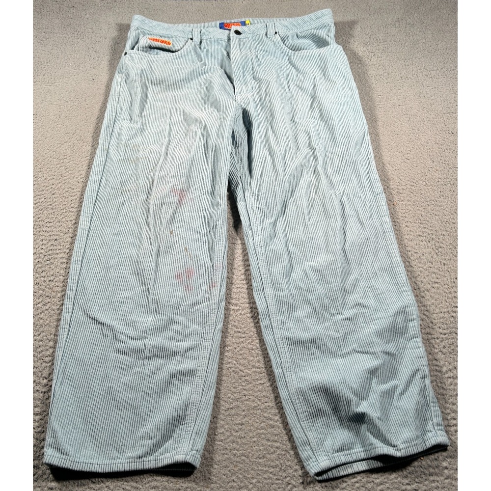 Empyre Relax Corduroy Pants‎ Mens 36 (38x28) Light Blue High Rise Baggy Wide Leg